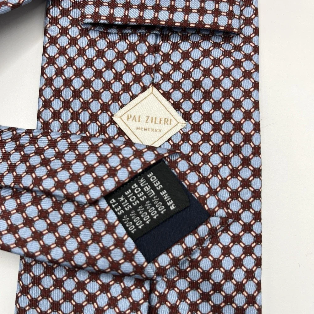 Pal Zileri Blue Geometric Silk Luxury Tie Made In Italy